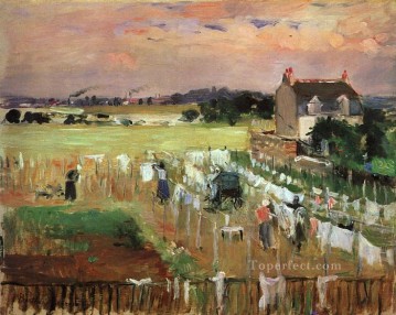 Tendiendo la ropa para secar Berthe Morisot Pinturas al óleo